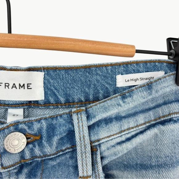 FRAME Denim Le High Straight Jean in Winslow | Sz 27 | Light Vintage Wash - Picture 10 of 15